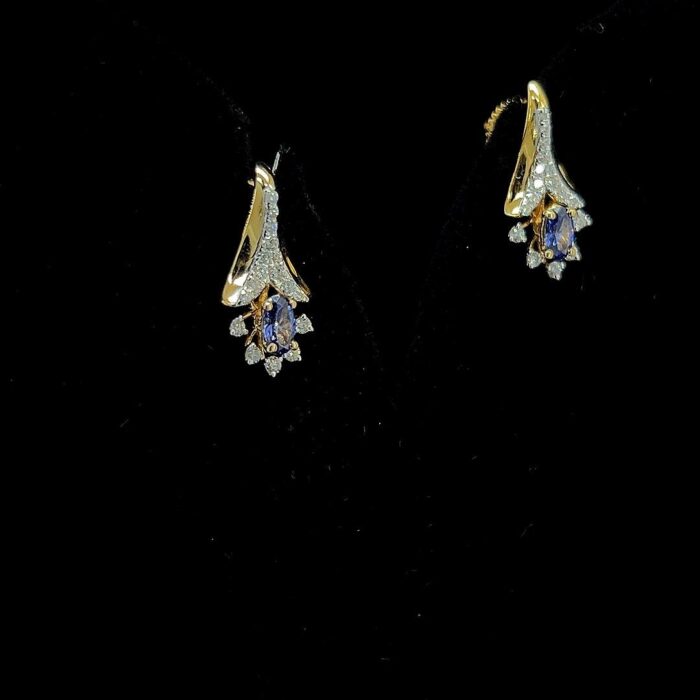 Indigo Petal Diamond Earrings - 3 Indigo Petal Diamond Earrings