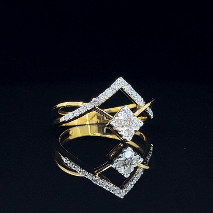 Square Shaped Diamond Ring - 4 Square Shaped Diamond Ring