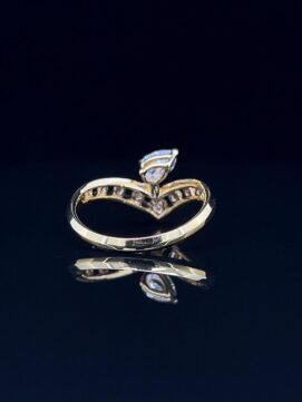 V Shaped Crown Diamond Ring - 1